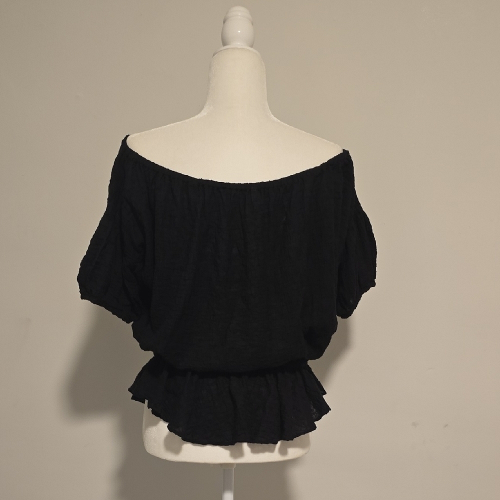 Free People Black Off-Shoulder Blouse - Picture 3 of 7